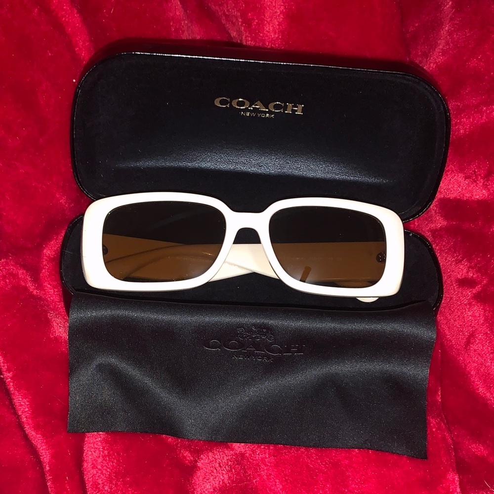 Coach White and Brown Sunglasses